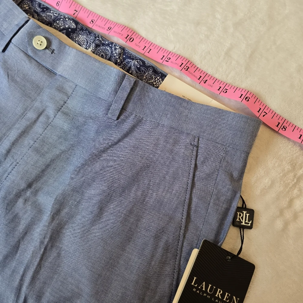 NWT Ralph Lauren UltraFlex 100% Cotton Edgewood Dress Pants Light Blue 34x30